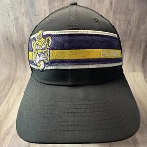 LSU Tigers New Era Black Striped 9SEVENTY Trucker Stretch-Snap Adjustable Hat
